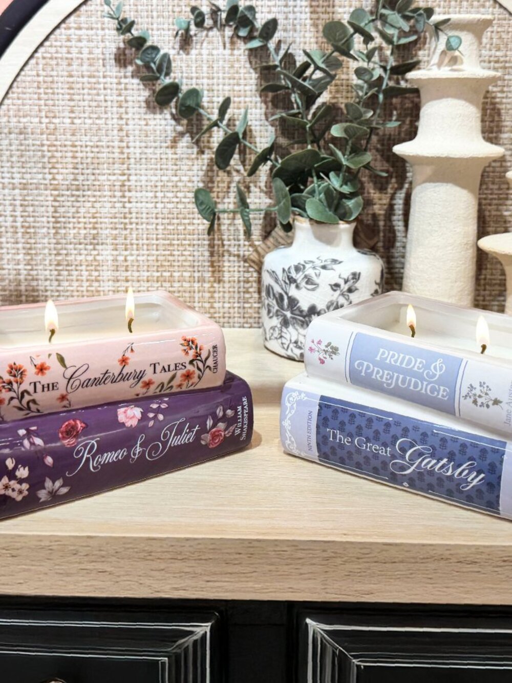 Classic Literature Book Candle Set of 2